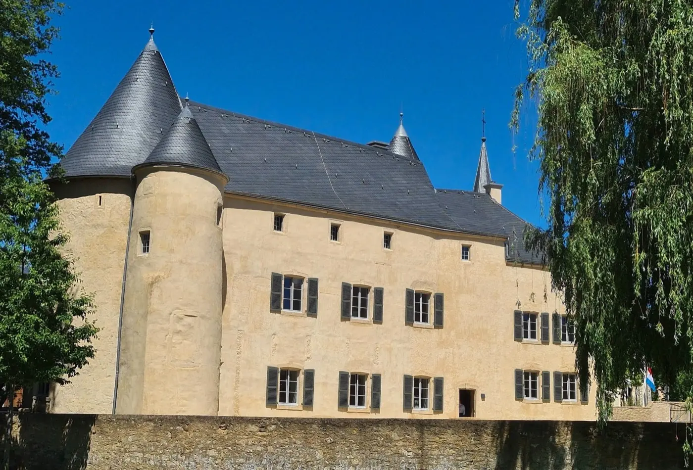 Exterior view of Aspelt Castle, a castle in Aspelt, Luxembourg