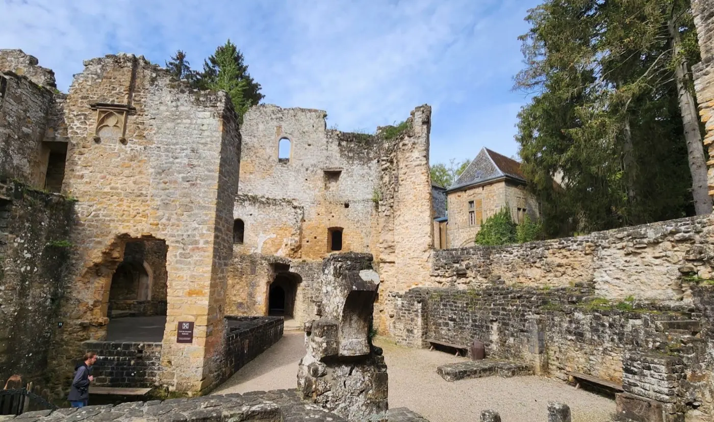 Approach to Beaufort Castle showing its setting in Beaufort, Luxembourg