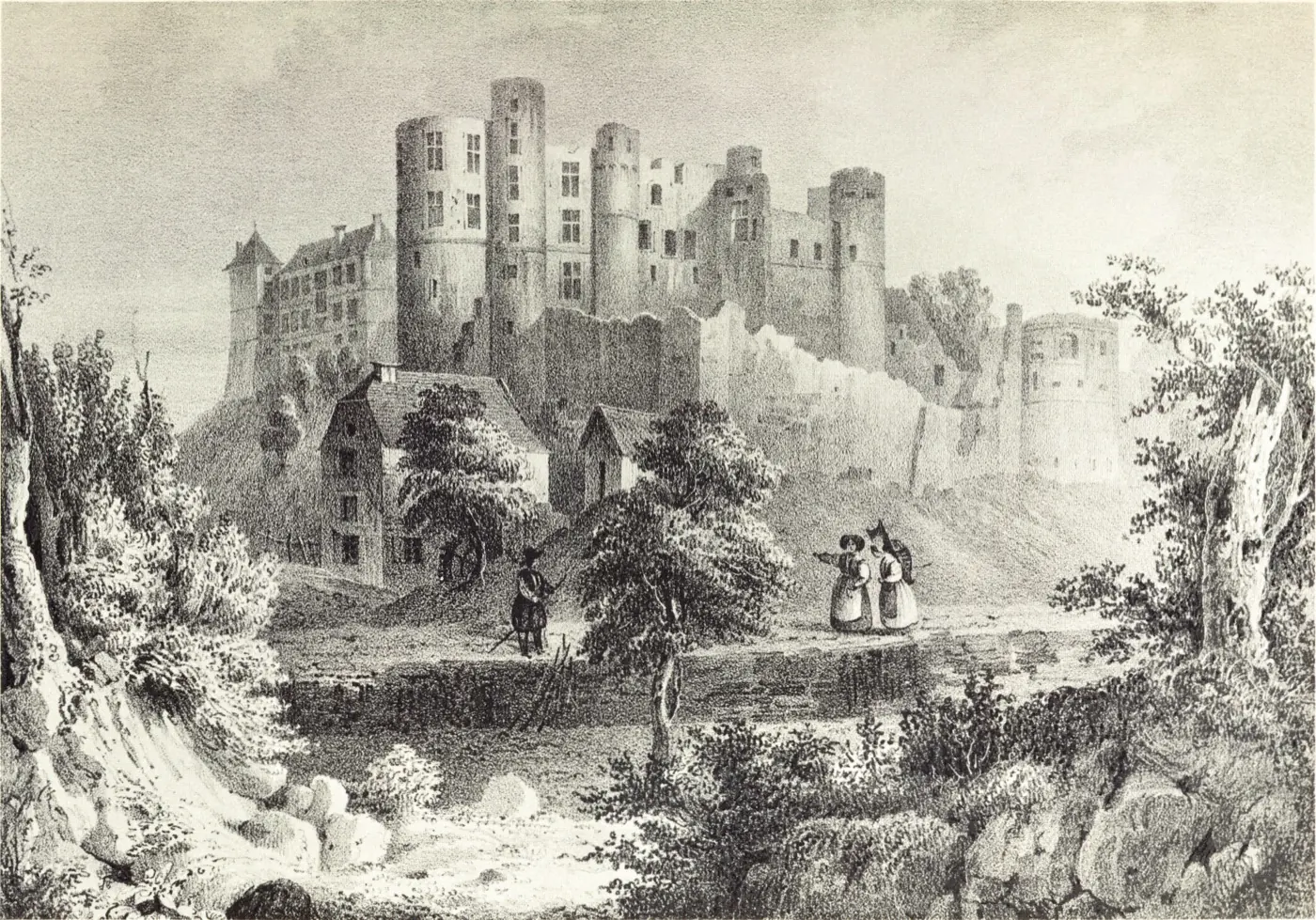 Additional exterior perspective of Beaufort Castle in Beaufort, Luxembourg