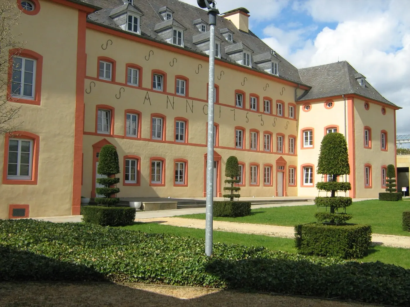 Exterior view of Bettange-sur-Mess Castle, a palace in Luxembourg City, Luxembourg