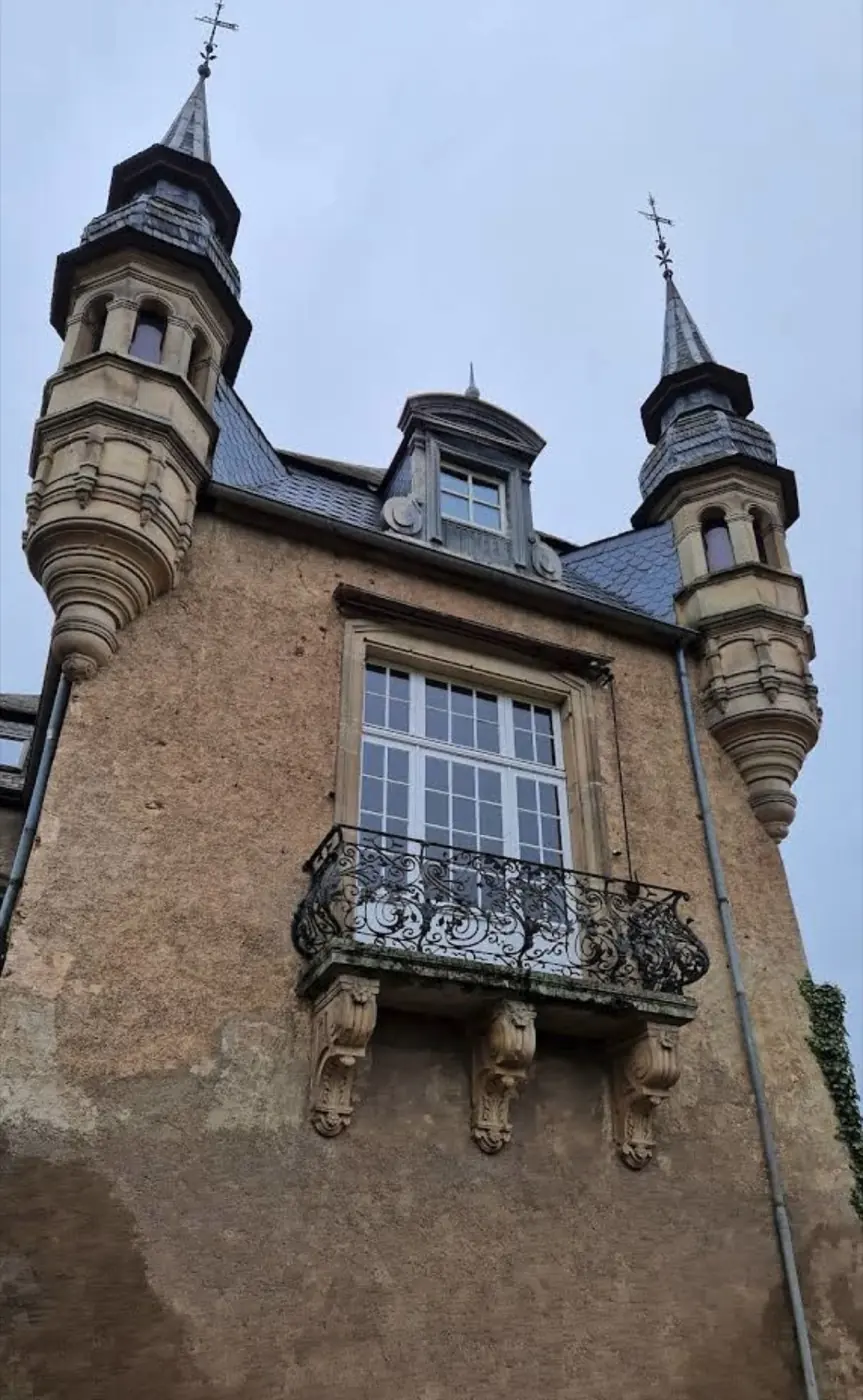 Additional exterior perspective of Bettendorf Castle in Bettendorf, Luxembourg