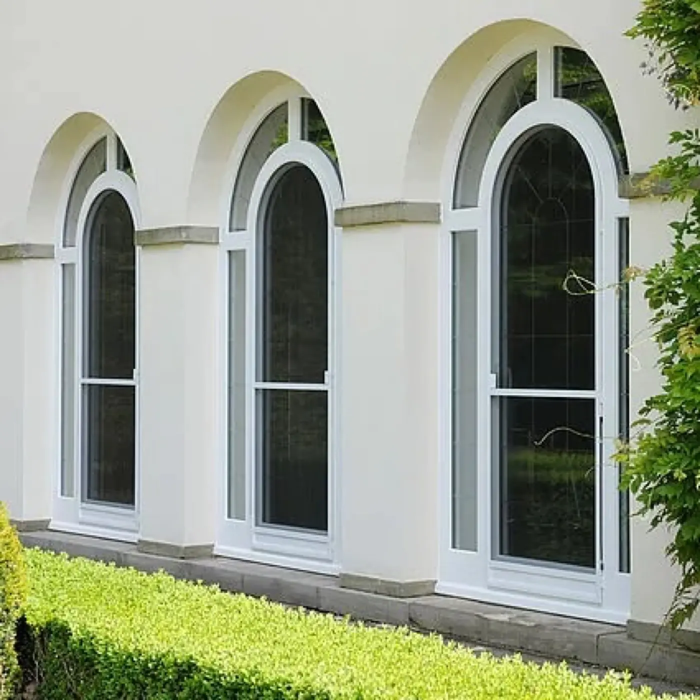 Historic facade and architectural details of Betzdorf Castle in Betzdorf, Luxembourg