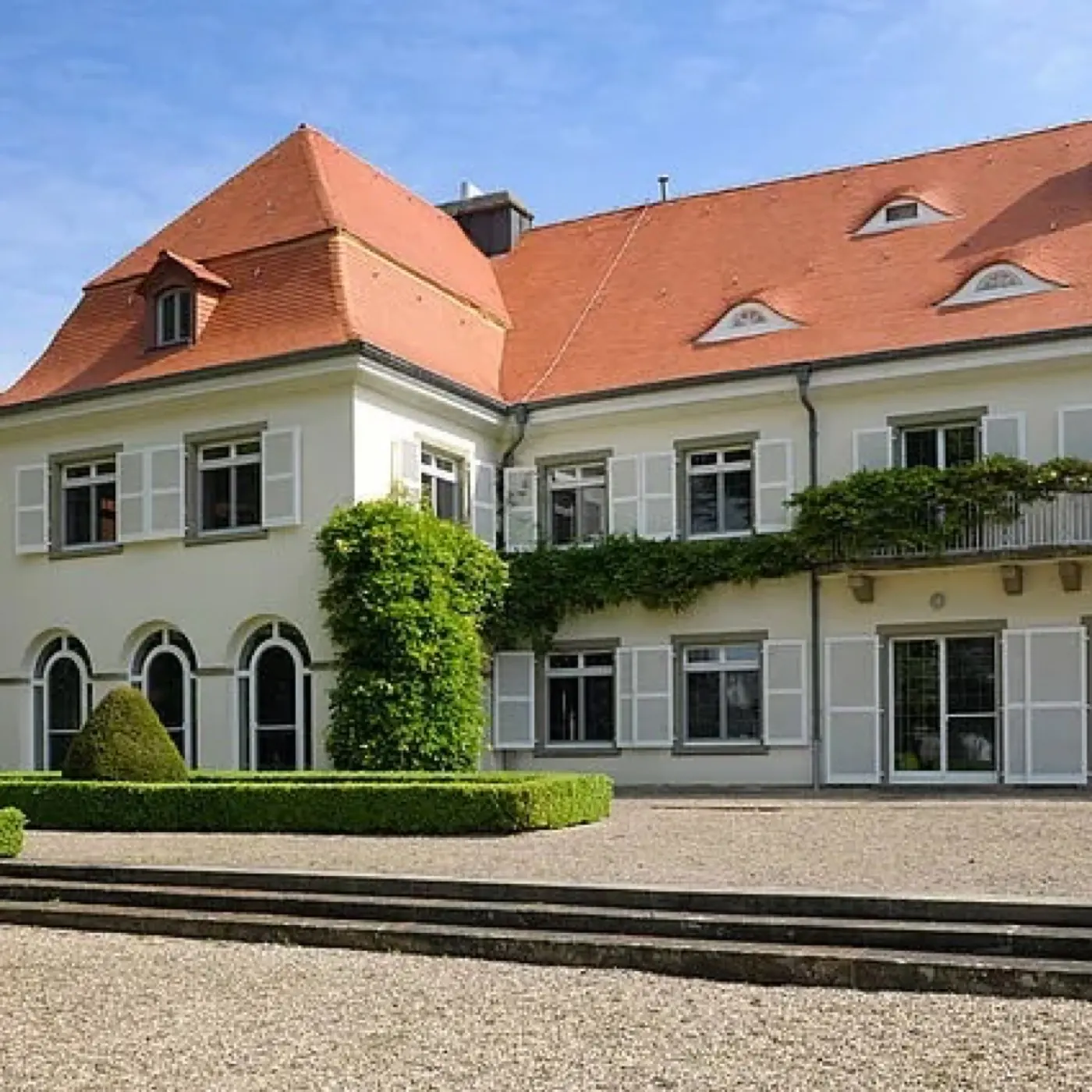 Main exterior view of Betzdorf Castle, a palace in Betzdorf, Luxembourg