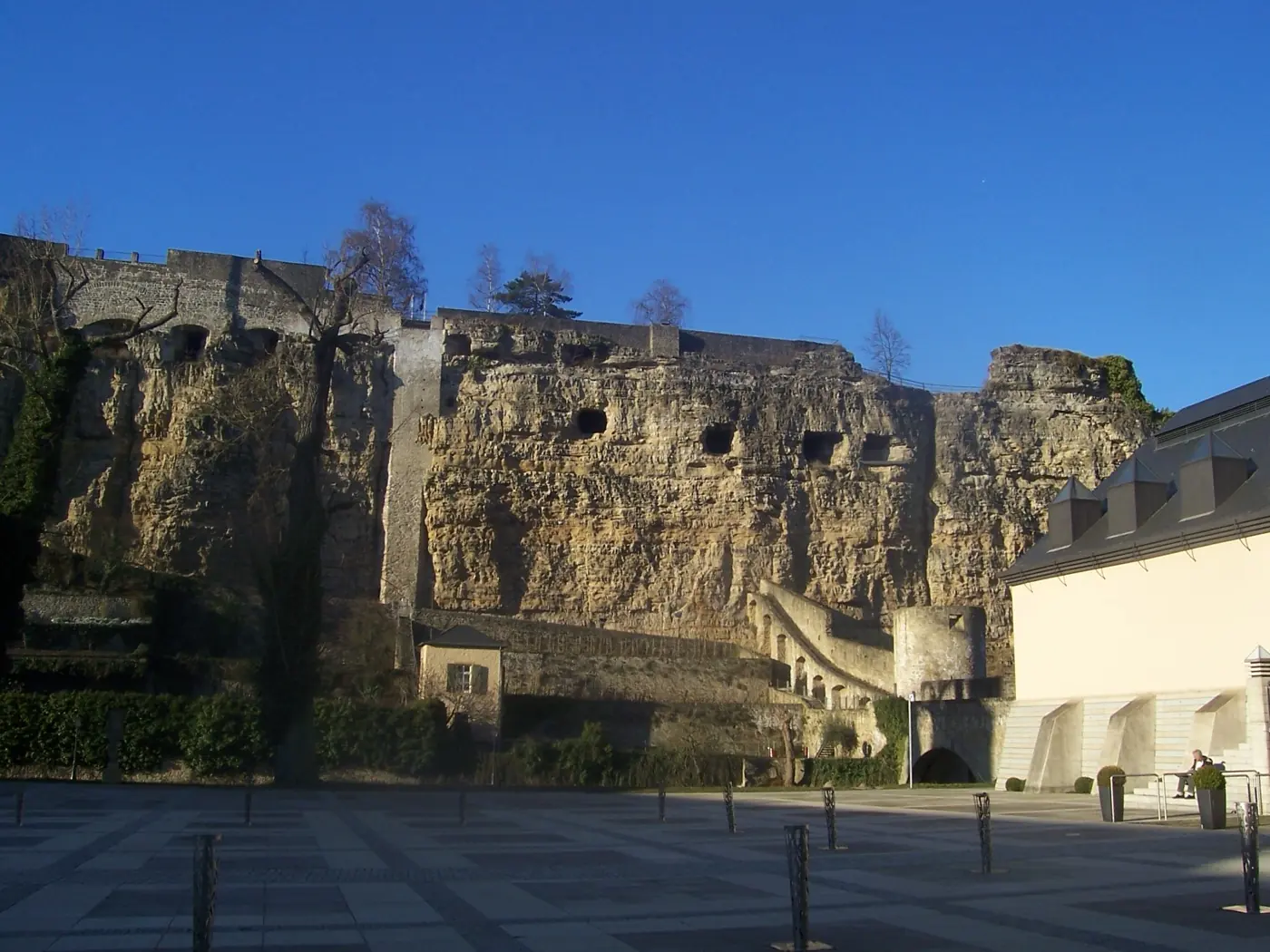Approach to Casemates du Bock showing its setting in Luxembourg, Luxembourg