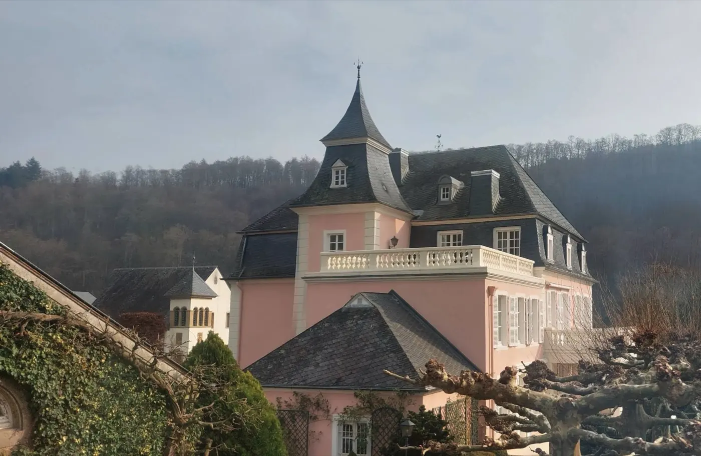 Historic facade and architectural details of Born Castle in Luxembourg, Luxembourg