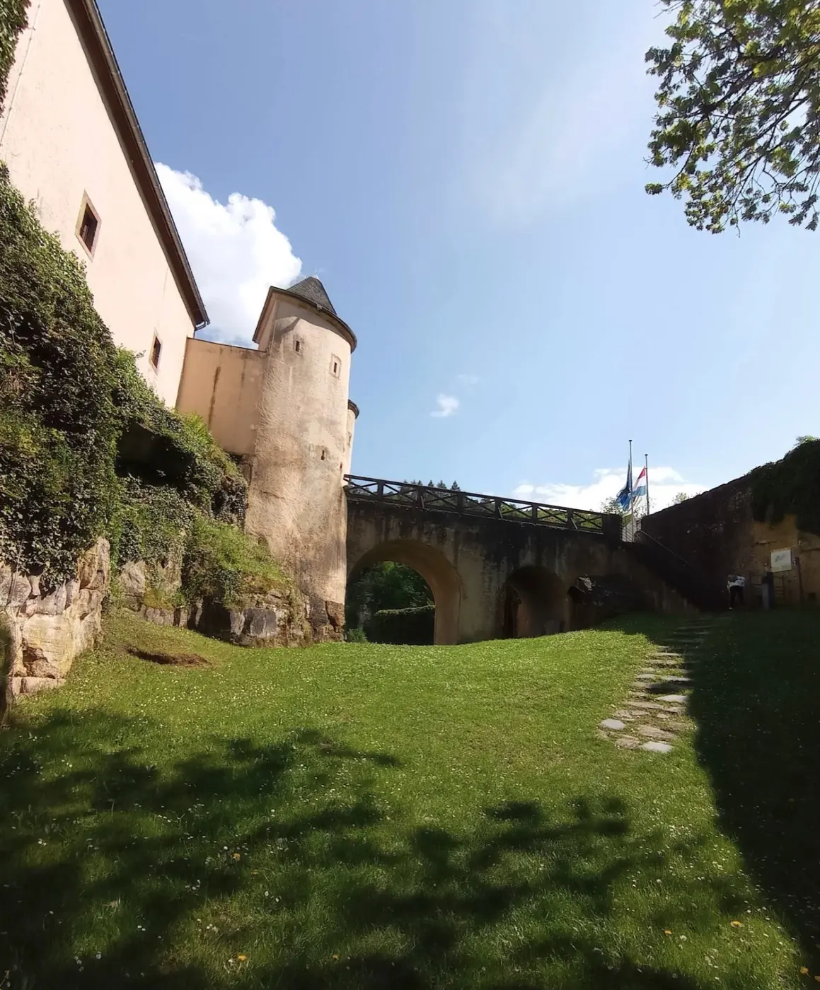 Grounds and surrounding landscape at Bourglinster Castle in Bourglinster, Luxembourg