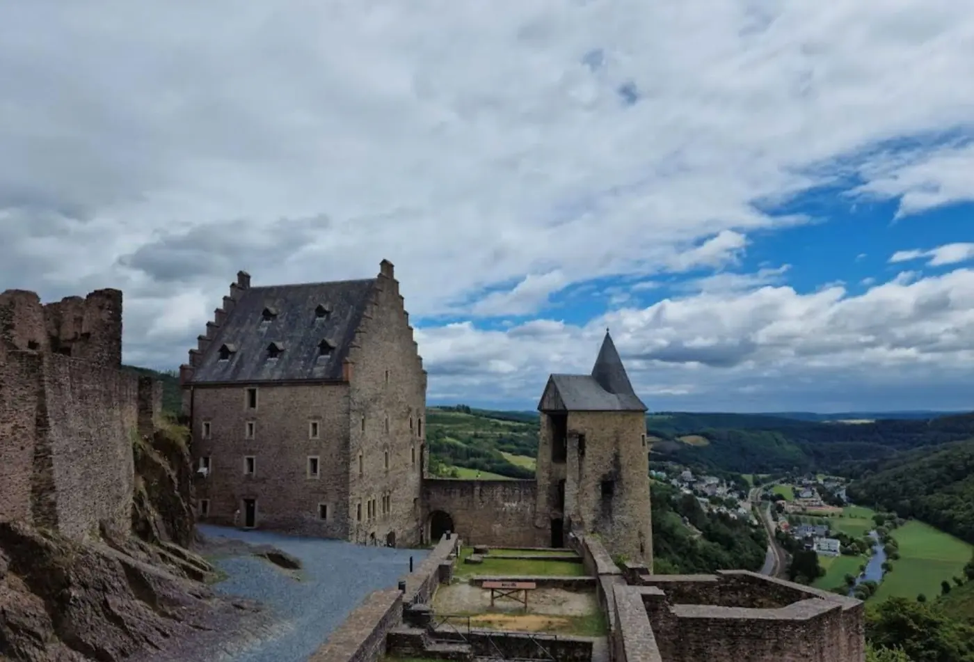 Grounds and surrounding landscape at Bourscheid Castle in Bourscheid, Luxembourg