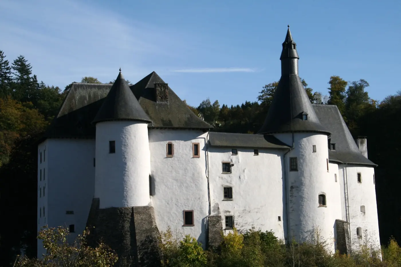 Main exterior view of Clervaux Castle, a grand castle in Clervaux, Luxembourg