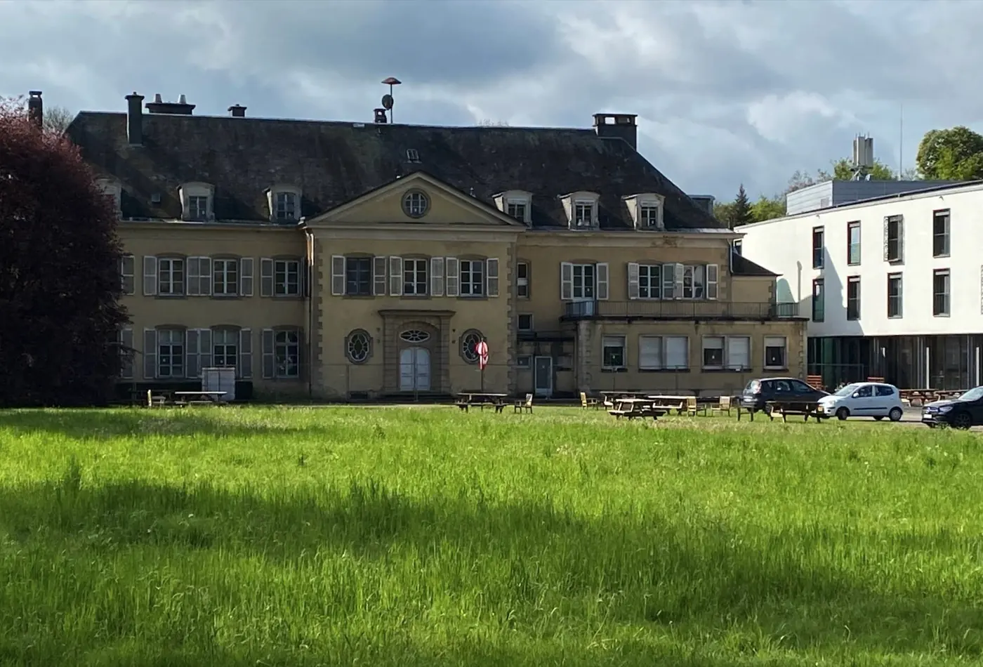 Exterior view of Colpach Castle, a palace in Colpach, Luxembourg