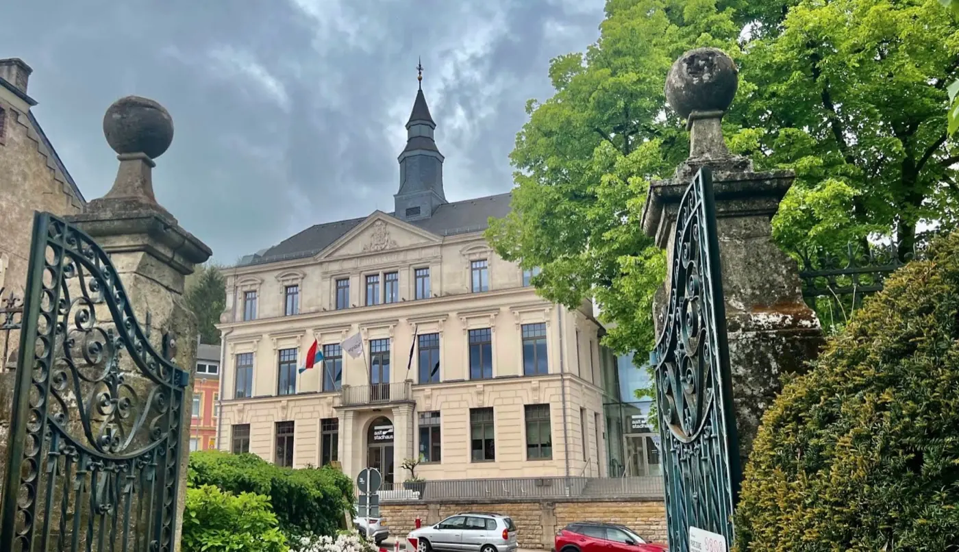 Exterior view of Differdange Castle, a castle in Differdange, Luxembourg
