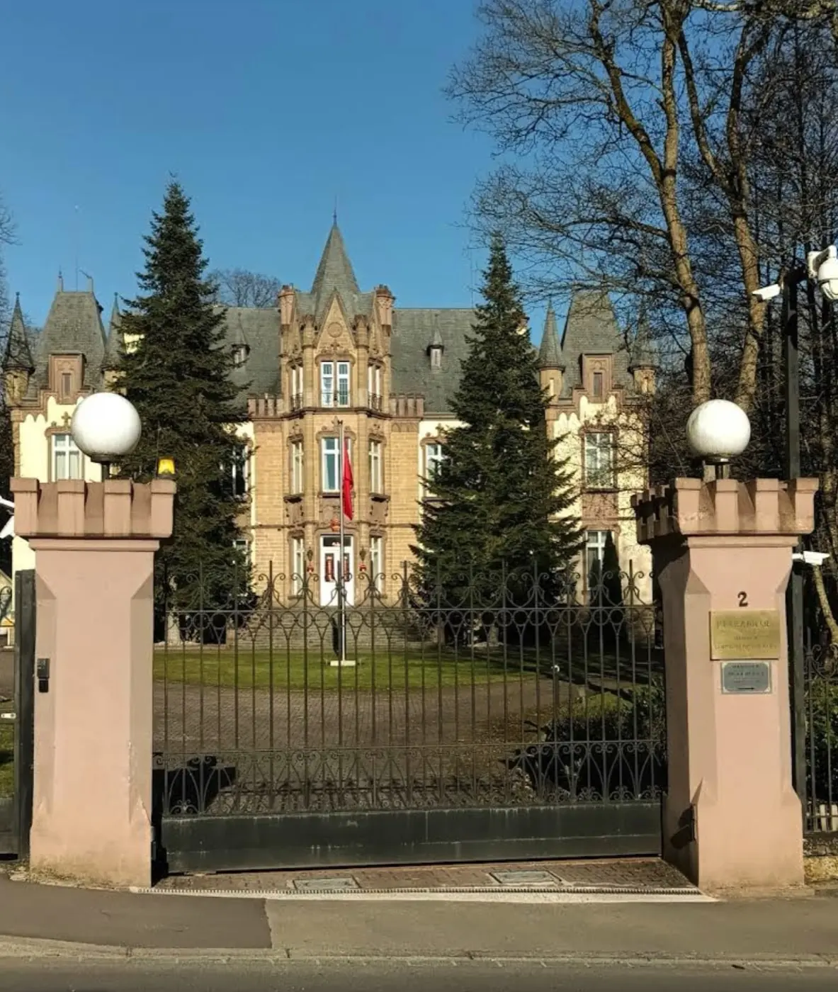 Grounds and surrounding landscape at Dommeldange Castle in Dommeldange, Luxembourg