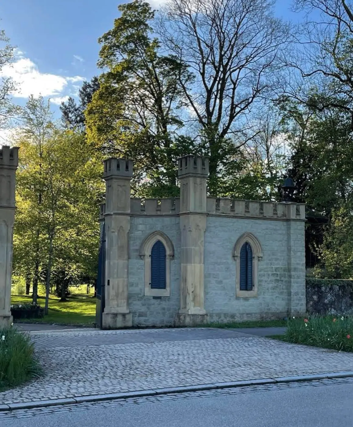 Grounds and surrounding landscape at Erpeldange Castle in Erpeldange-sur-Sûre, Luxembourg