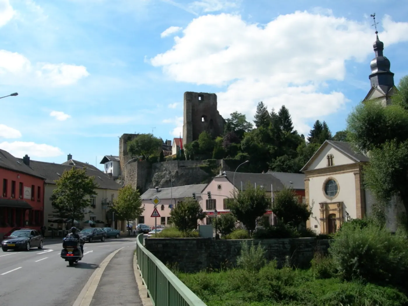 Exterior view of Hesperange Castle, a ruin in Hesper, Luxembourg