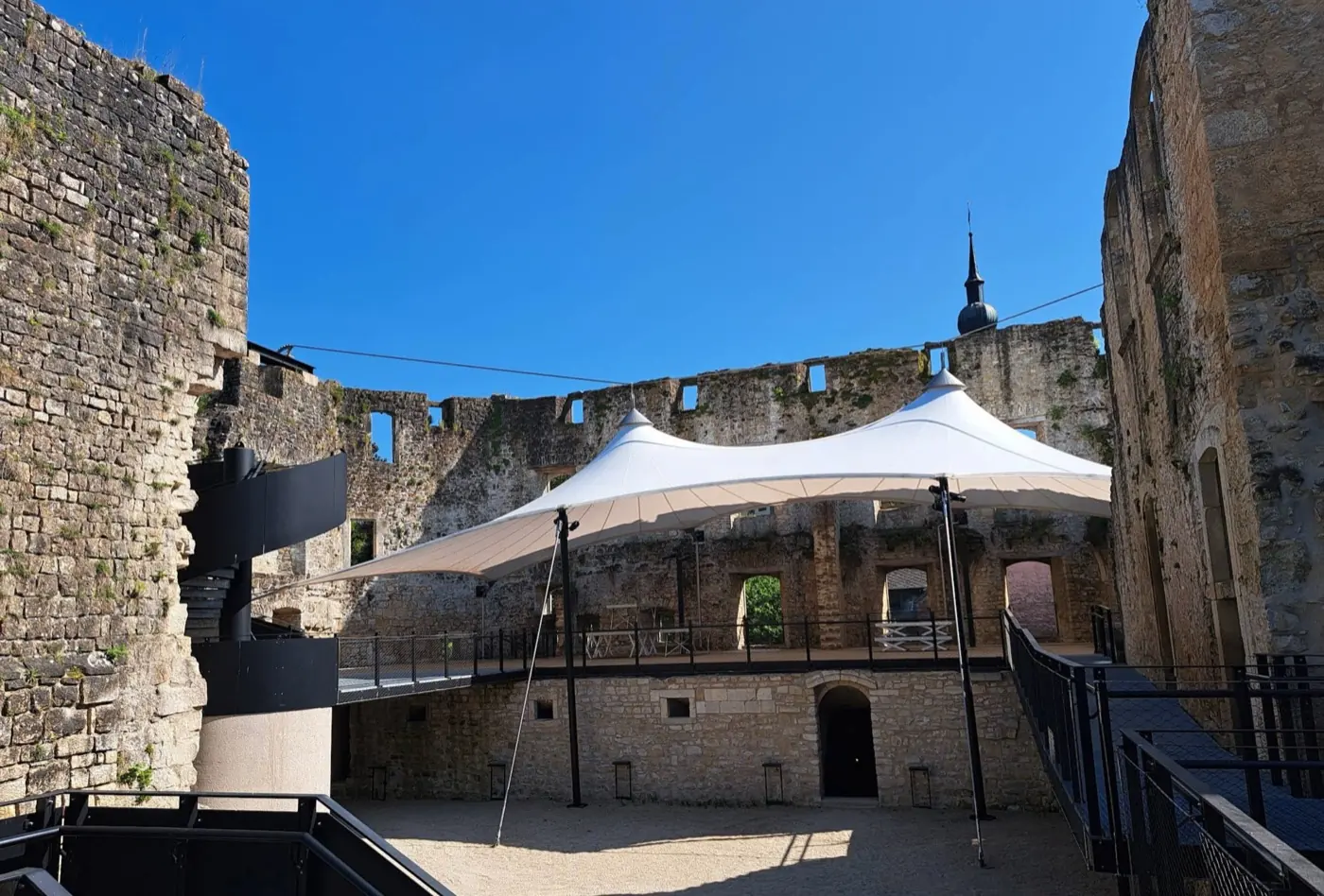 Approach to Koerich Castle showing its setting in Koerich, Luxembourg