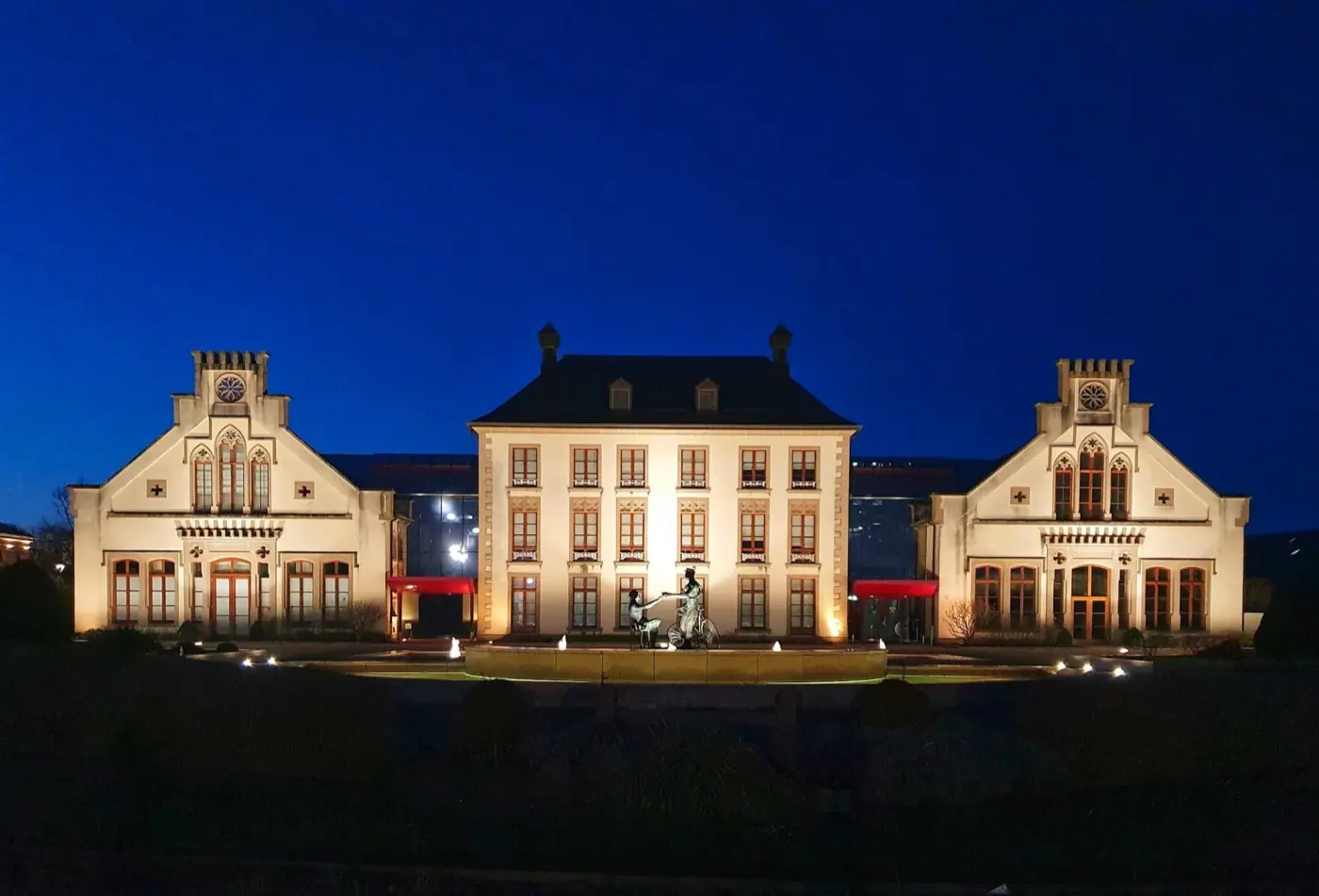 Approach to Mamer Castle showing its setting in Luxembourg City, Luxembourg