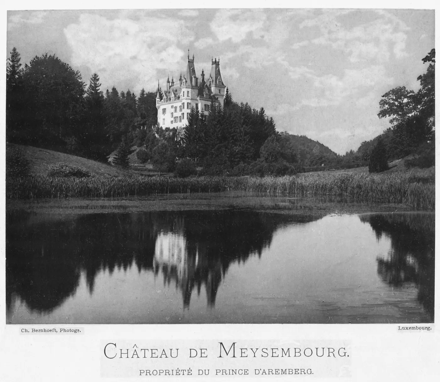 Stonework and visitor view of Meysembourg Castle, a castle in Larochette, Luxembourg