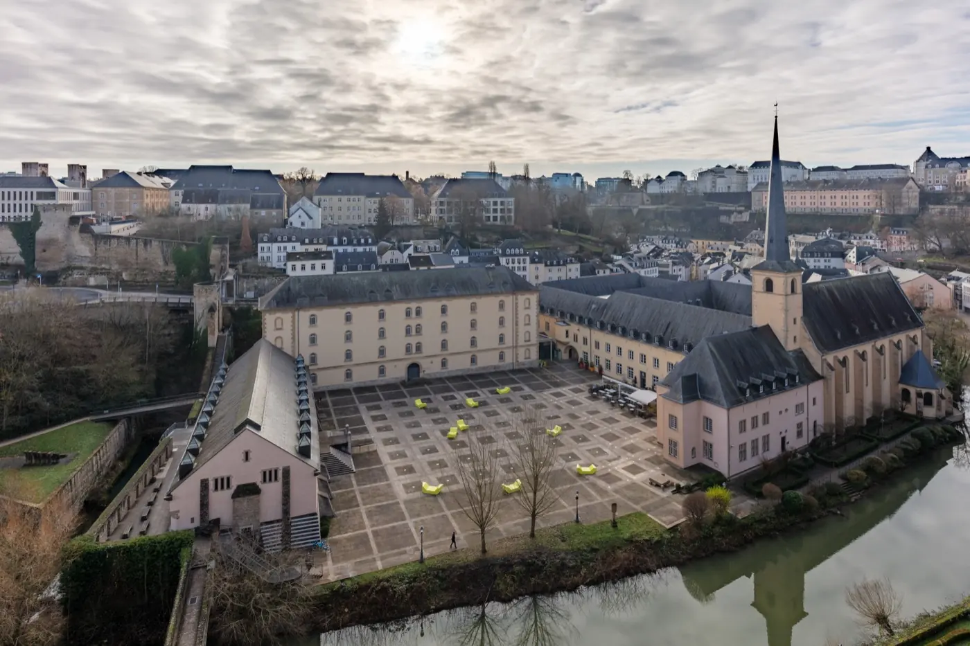 Exterior view of Neumünster Abbey, a palace in Luxembourg, Luxembourg