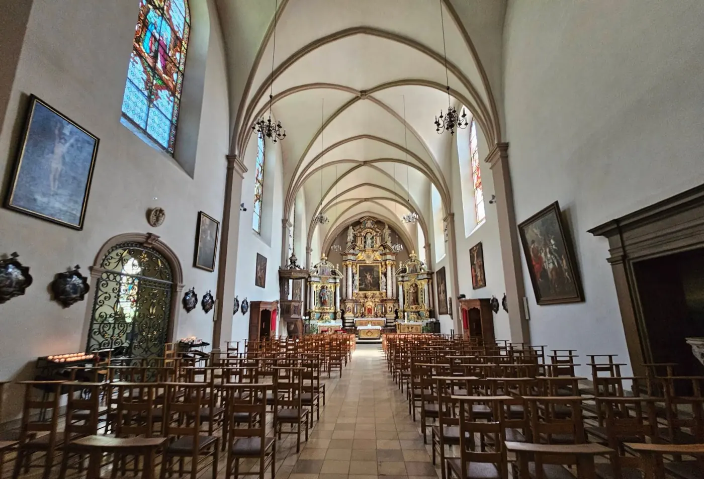 Additional exterior perspective of Neumünster Abbey in Luxembourg, Luxembourg