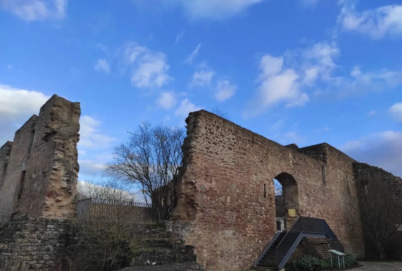 Historic facade and architectural details of Pettingen Castle in Pettingen, Luxembourg