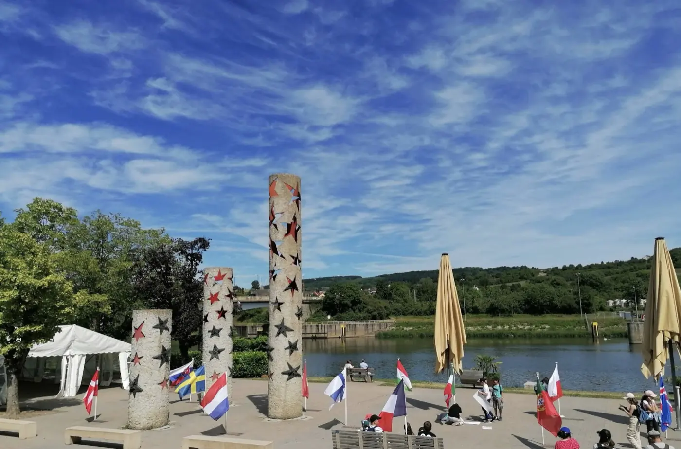 Approach to Schengen Castle showing its setting in Schengen, Luxembourg