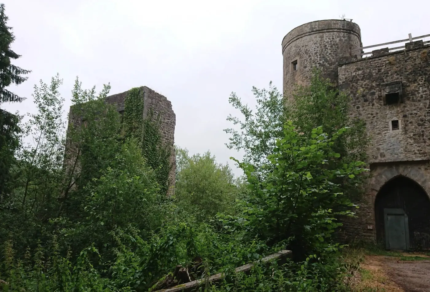Castle route view of Septfontaines Castle and its surroundings in Simmer Habscht, Luxembourg