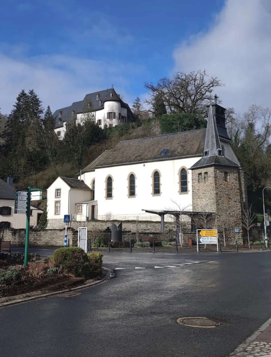 Grounds and surrounding landscape at Stolzembourg Castle in Putscheid, Luxembourg
