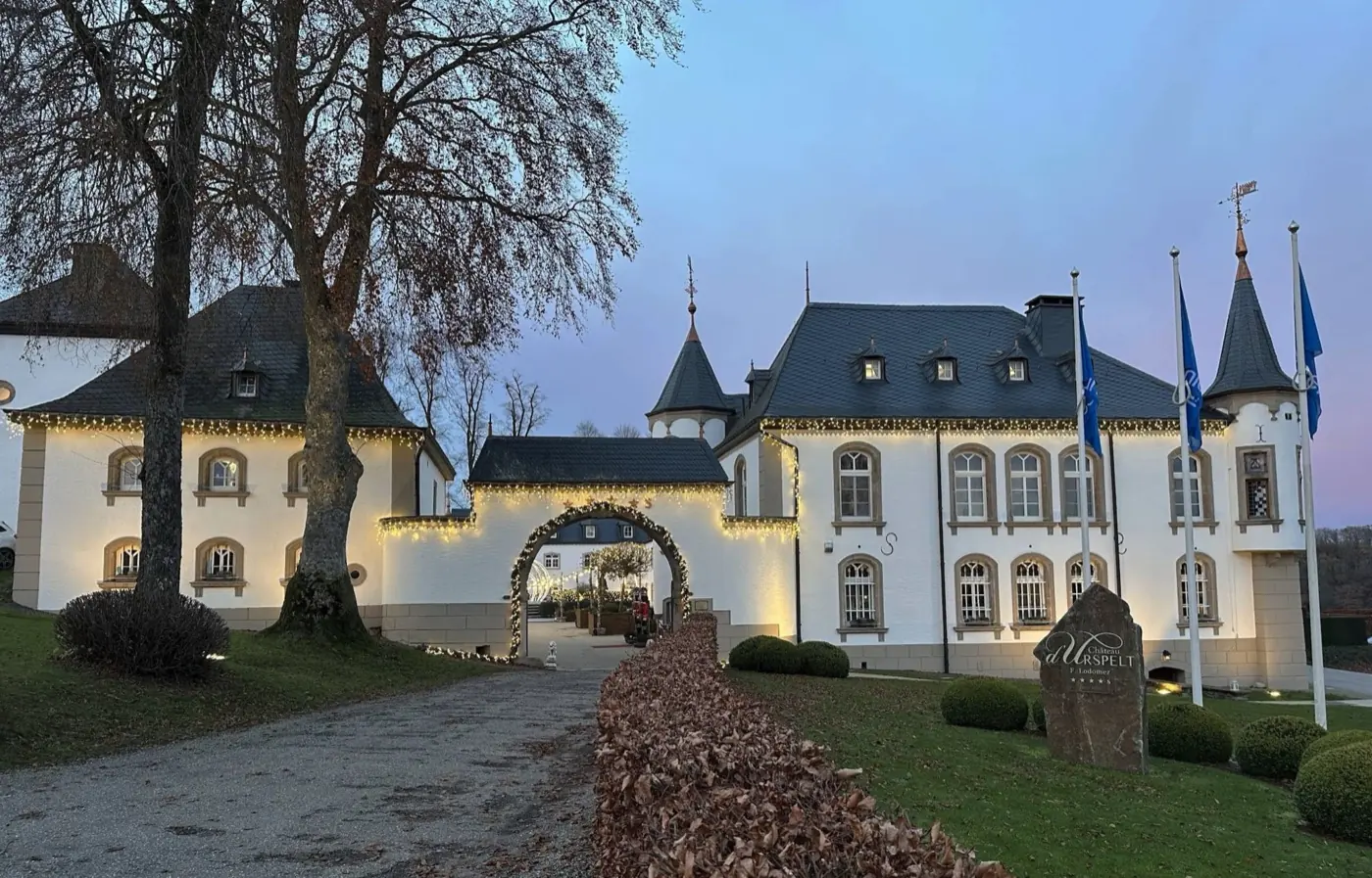 Grounds and surrounding landscape at Urspelt Castle in Urspelt, Luxembourg