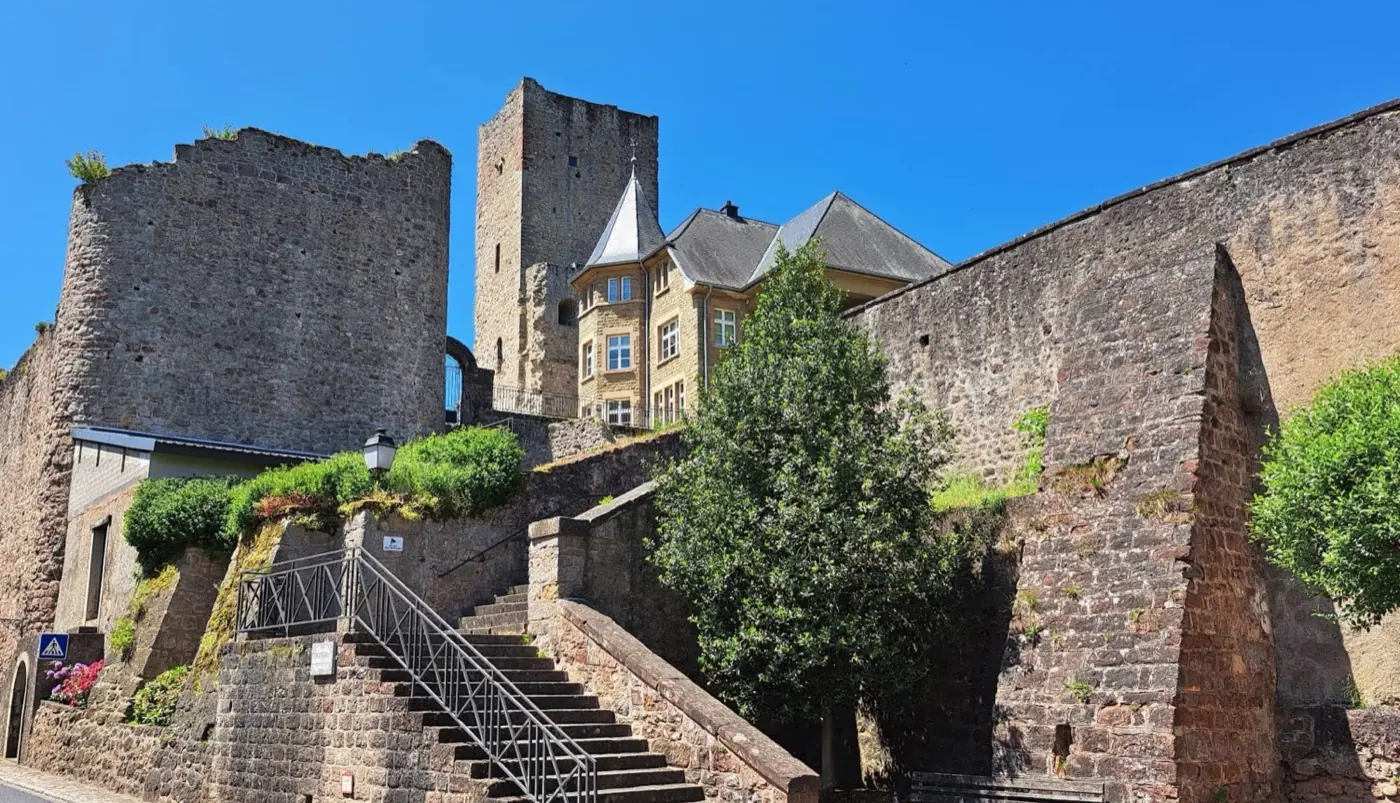 Grounds and surrounding landscape at Useldange Castle in Useldange, Luxembourg