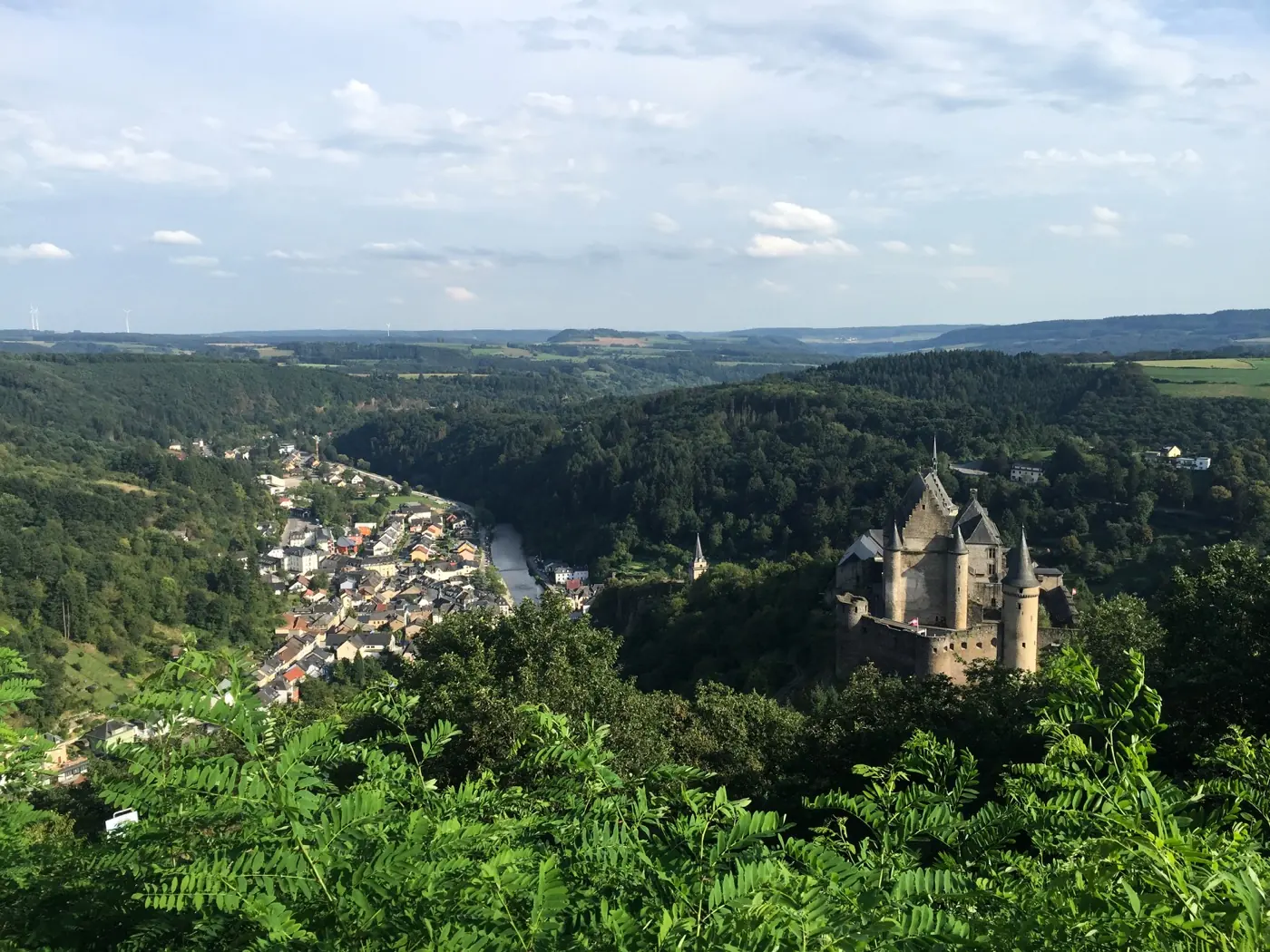 Grounds and surrounding landscape at Vianden Castle in Vianden, Luxembourg