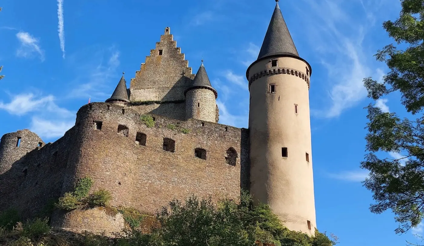 Grounds and surrounding landscape at Vianden Castle in Vianden, Luxembourg