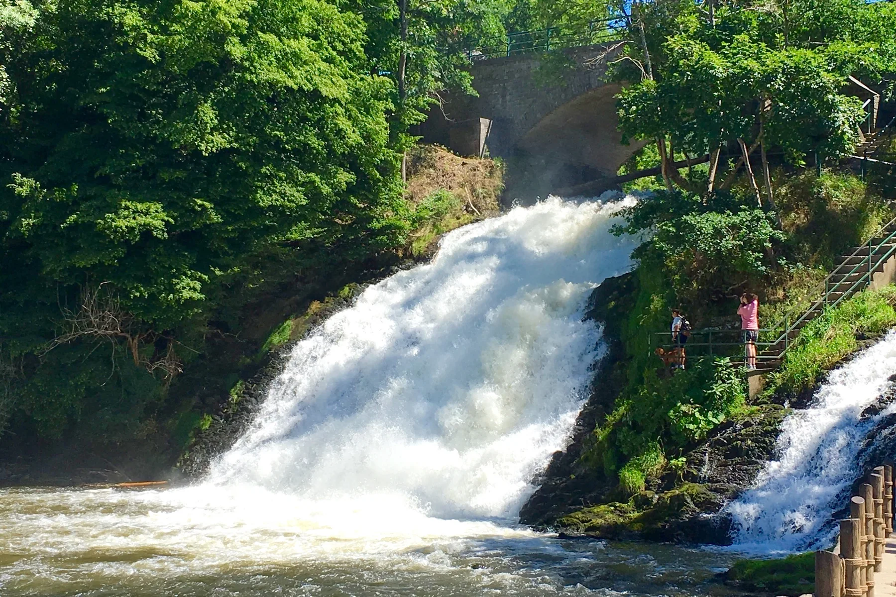Close view of the Coo waterfall in the Belgian Ardennes