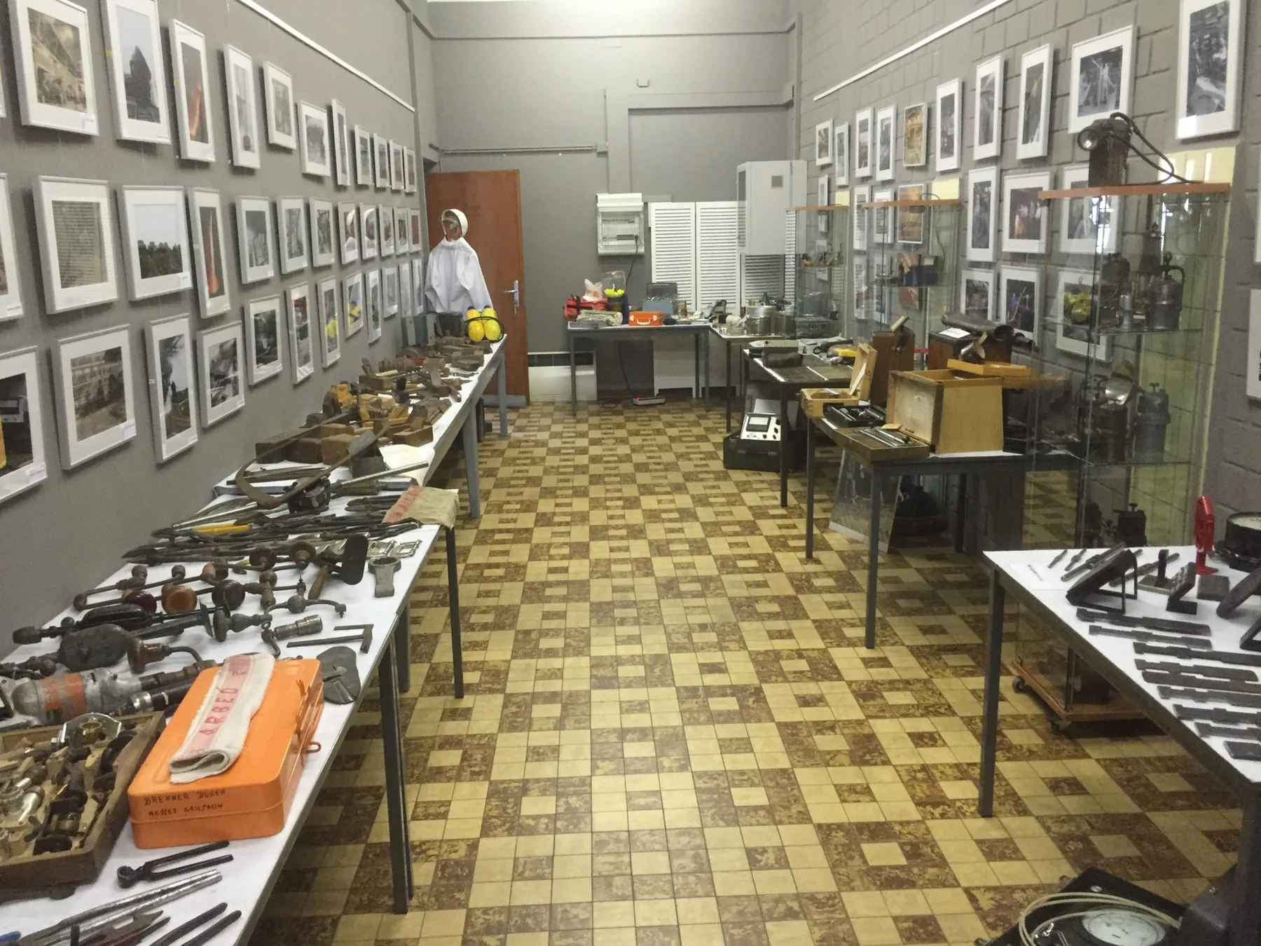 Industrial heritage museum room with mining exhibits