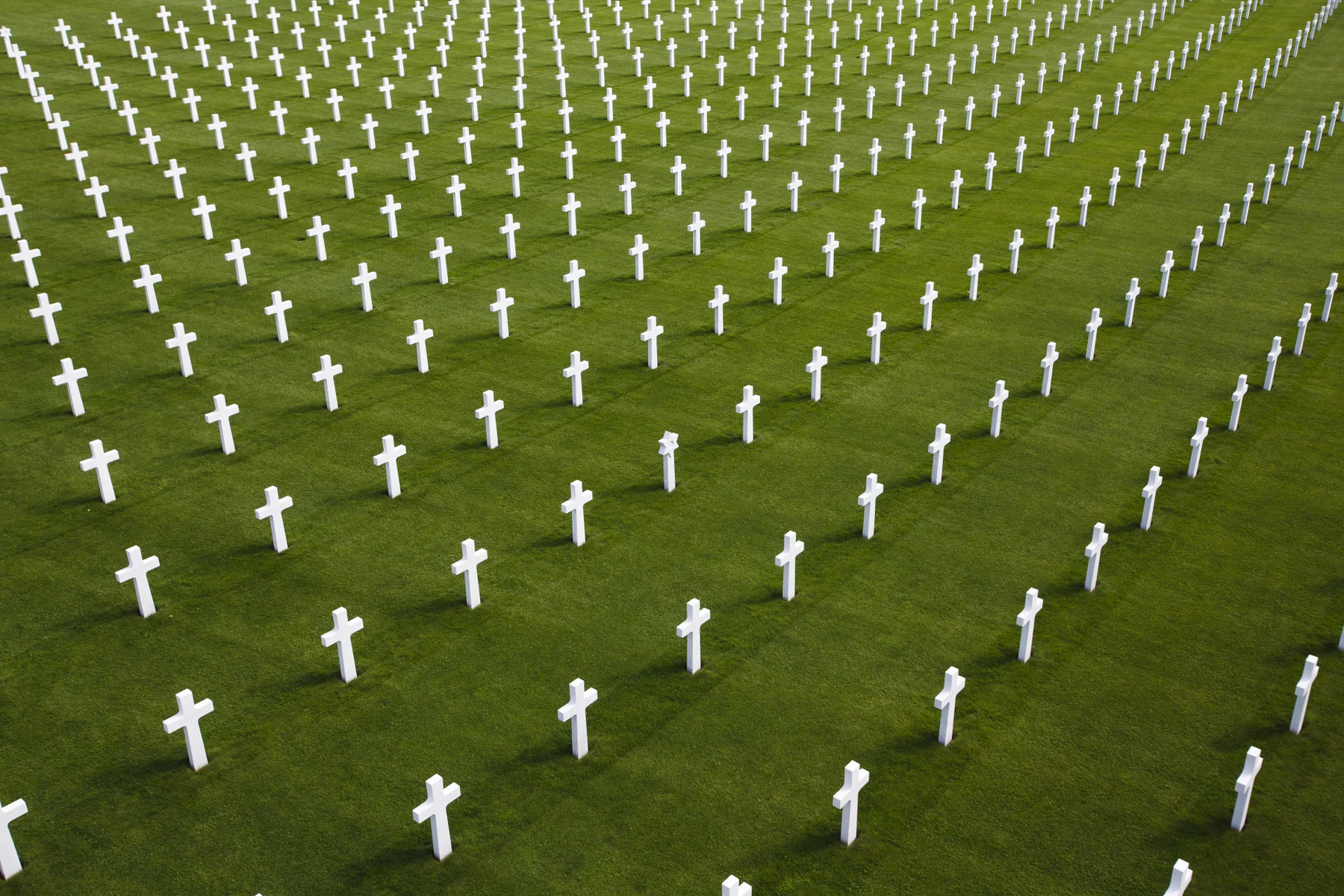 Rows of white crosses at Luxembourg American Cemetery